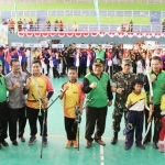 ?AJANG SELEKSI: Bupati H Saiful Ilah saat membuka Porkab 2018 di GOR Delta, Jumat (27/7). Foto: MUSTAIN/BANGSAONLINE
