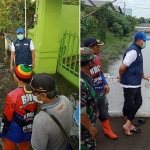 Camat Gempol Abdul Ghoni bersama Kepala BPBD Haris saat meninjau Sungai Kebonsari.