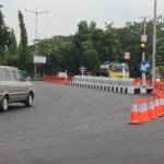 Jembatan Raya Pager Wojo Kecamatan Buduran menelan biaya 3,8 Milyar yang di resmikan 1 minggu yang lalu baru beroperasi, pasca rambu-rambu terpasang di ruas Jalan Raya yang menghubungkan menuju Lingkar Barat tersebut. Foto Nanang Ichwan/BangsaOnline