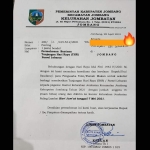 Surat permintaan THR dari Lurah Jombatan yang beredar di medsos.