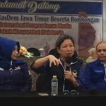 Road show pemenangan pemilu NasDem mulai digelar. Jeanette Ketua DPW NasDem Jatim menyampaikan sejumlah strategi pemenangan pemilu. foto: YUDI EP/ BANGSAONLINE