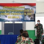 Latihan Penanganan Kedaruratan Penyebaran Covid-19 Tahun 2020 bagi personel Koarmada II.