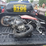 Kondisi motor korban usai ditabrak mobil Ertiga.