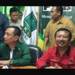 Ketua DPW PKB DKI Jakarta, Hasbiallah Ilyas (kiri) dan Ketua DPD PDI-P DKI Jakarta Bambang DH di kantor DPW PKB DKI Jakarta, Selasa (2/8).