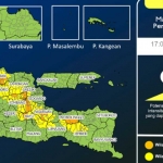 Tangkap layar prakiraan cuaca Jawa Timur di laman BMKG