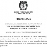 Pengumuman KPU Tuban terkait caleg mantan terpidana.