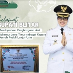 Bupati Blitar Rini Syarifah mendapatkan penghargaan Kepala Daerah Peduli Lansia. (Instagram.com/pemkab_blitar)