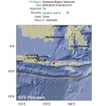 Episentrum terjadinya gempa di Lombok, NTB.