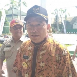 Bupati Suyoto usai mengikuti apel kesiapsiagaan.