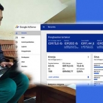 Achmad Muslichun sedang mengupload artikel. Dan perolehan rupiah dari google adsanse. foto: Yesyta Maya Sari