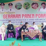 Menko PMK Muhadjir Effendy saat memberikan sambutan di Desa Klangon, Kecamatan Saradan, Kabupaten Madiun, Kamis (17/6/2021).