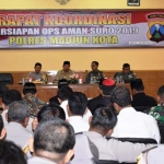 Suasana rapat koordinasi di Gedung Sunaryo Polres Madiun Kota.