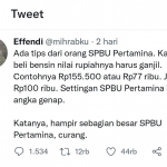 Cuitan akun @mihrabku di Twitter.