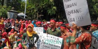 Aksi 272 Ratusan GTT SD di Tulungagung, Tuntut Pengakuan hingga Insentif yang Layak