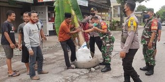 Warga Desa Dayu Blitar Tanami Pohon Pisang di Jalan yang Rusak