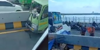 Diduga Lengah Sopir Truk Boks Tabrak Pikap di Jembatan Suramadu