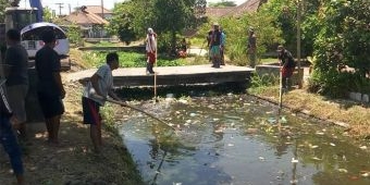 Warga Kedungbanteng Dibantu Lapindo Gotong Royong Bersihkan Sampah Sungai