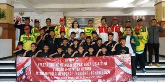 Pj Wali Kota Kediri Lepas Kontingen Forsgi U-10 Ikuti Piala Menpora II Nasional 2024