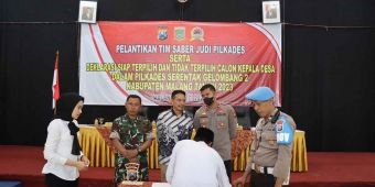 Jelang Pilkades, Forkopimda Kabupaten Malang Bersama TNI-Polri Lantik Tim Saber Judi