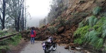 Hujan Deras di Tosari Pasuruan Longsorkan Tebing Jalur Wisata ke Bromo