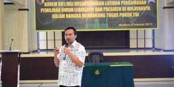 KPU Kota Madiun Berikan Sosialisasi pada Latihan Pengamanan Pileg & Pilpres 2019