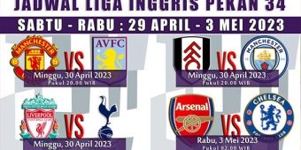 Jadwal Liga Inggris Pekan ke-34: Arsenal Tantang Chelsea, Liverpool Jamu Tottenham