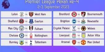 Jadwal Liga Inggris 2023-2024 Pekan ke-4: Arsenal vs Manchester United Jadi Suguhan Utama