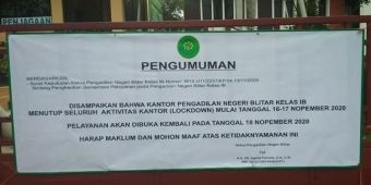 ​Hasil Tes Swab Massal Keluar, Pengadilan Negeri Blitar Tutup Pelayanan Dua Hari