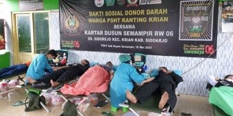 Pendekar PSHT Bersama Warga Kampung Tangguh Desa Sidorejo Sidoarjo Gelar Donor Darah