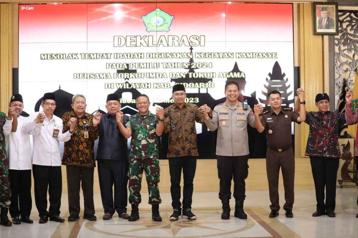 Forkopimda Sidoarjo dan Pemuka Lintas Agama Deklarasi Tolak Kampanye di Tempat Ibadah