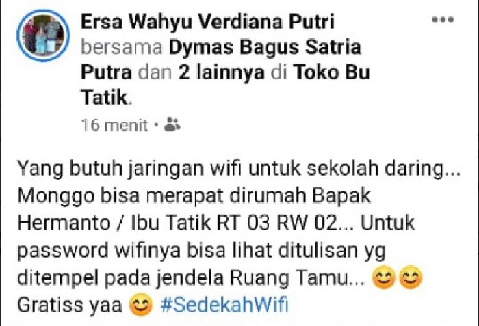 ​Luar Biasa, Warga Desa di Blitar Pelopori Sedekah Internet Gratis untuk Belajar Daring