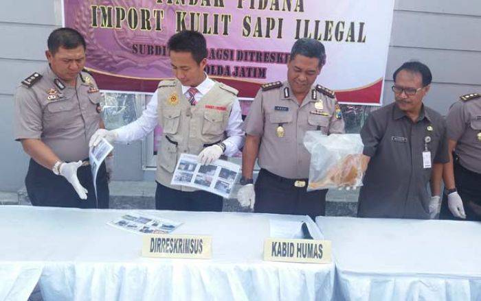 Gudang Kulit Sapi Ilegal di Komplek pergudangan Kencana Trosobo Digerebek