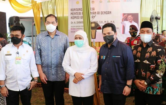 Tiga Menteri Bersama Gubernur Jatim Ikuti Panen Raya Padi di Tambakrejo Gresik