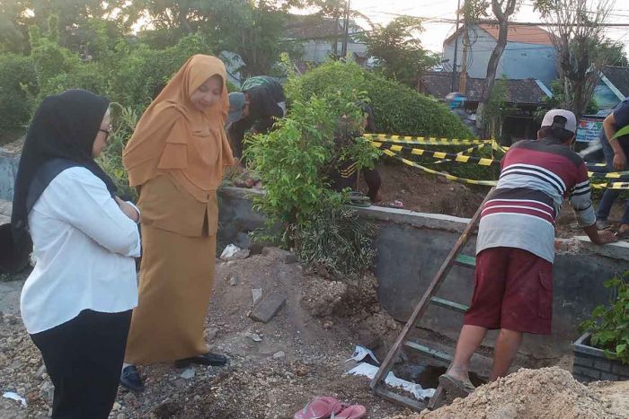 Masuk RTH, Kadis LH Gresik Hentikan Penggalian Pekerjaan Pemasangan Reklame di Desa Randuagung