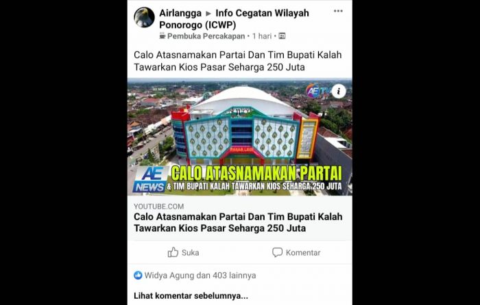 Percakapan Diduga Calo Jual Beli Kios Pasar Legi Viral di Medsos, Sebut Sejumlah Partai Dapat Jatah