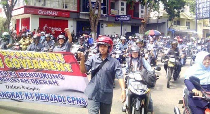 Tenaga Konorer K1 di Nganjuk Demo Lagi