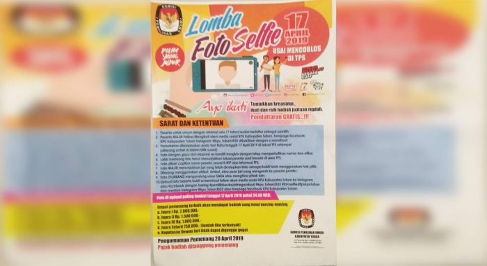 KPU Tuban Gelar Lomba Foto Selfie, Targetkan Partisipasi Pemilih hingga 77 Persen