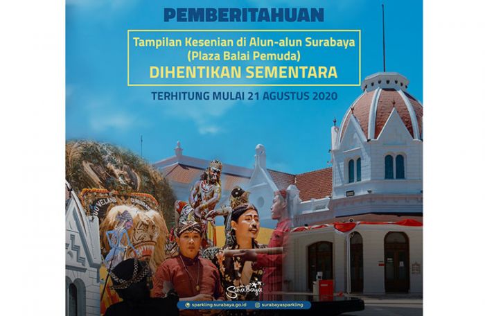 ​Mengundang Kerumunan, Pertunjukan Seni di Alun-Alun Surabaya Dihentikan Sementara