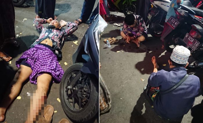 Ngebut, Bentor Tabrak Rombongan Peziarah dan Motor Parkir di Depan Kompleks Makam Sunan Ampel