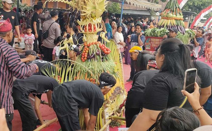 Ratusan Warga Desa Sukorejo Kediri Berebut Tumpeng pada Acara Bersih Desa