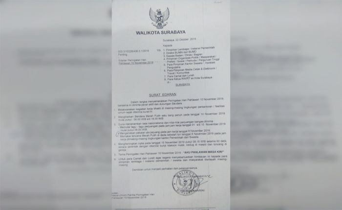 Jelang Hari Pahlawan, Wali Kota Risma Imbau Lembaga Pemerintah dan Swasta Putar Lagu-lagu Perjuangan