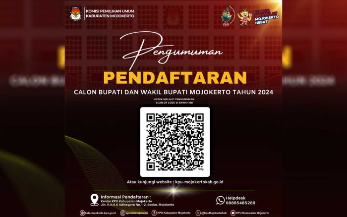 Pengumuman Pendaftaran Pasangan Calon Bupati dan Wakil Bupati Tahun 2024 Kabupaten Mojokerto