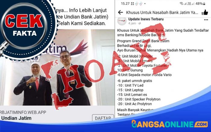 Gebyar Undian Berhadiah di Medsos dari Bank Jatim Ternyata Hoaks