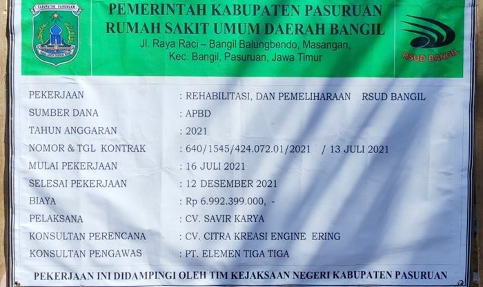 Progres Lamban, RSUD Bangil Optimis Penambahan Gedung dan Ruang Poli Rampung Tepat Waktu