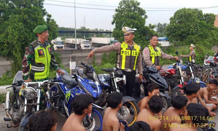 Razia Balap Liar di Jalan Raya Arteri Porong, 95 Motor Diamankan