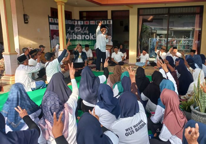 Paslon Mubarok Gemakan Kemenangan saat Sapa Warga di Sejumlah Desa Kecamatan Gedeg Mojokerto