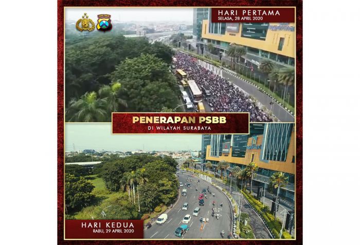 Hari Kedua PSBB Surabaya Raya, Bundaran Waru Lancar