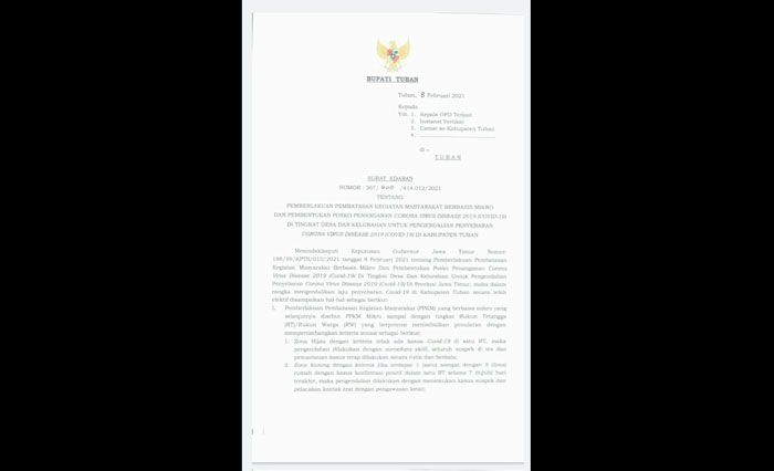 ​Penerapan PPKM Mikro, Pemkab Tuban Bentuk Posko di Tingkat Desa