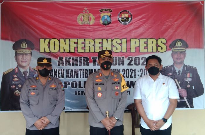 Konferensi Pers Akhir Tahun, Masih ada 34 Kasus yang Belum Terungkap di Ngawi