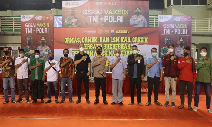 Gandeng Kalangan Aktivis, Polres Gresik Sukseskan Program Vaksinasi Covid-19 untuk Semua